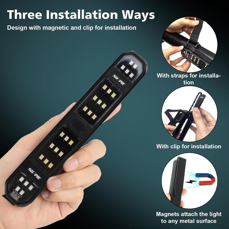 SUNPIE Interior LED Dome Lights with Magnetic for Car, Rear Trunk LED Roll Bar Lights for Wrangler, Truck, Tractor, ATV, UTV, Lorry Camper Boat Caravan Motorhome Rechargeable Under Hood Light - Image 3